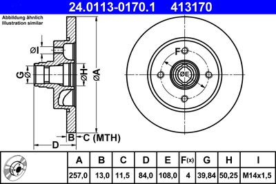 Тормозной диск ATE 24.0113-0170.1 для PORSCHE 924