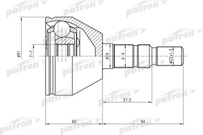 Шарнирный комплект, приводной вал PATRON PCV1613 для OPEL ASTRA