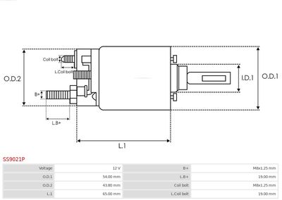 Solenoid Switch, starter SS9021P