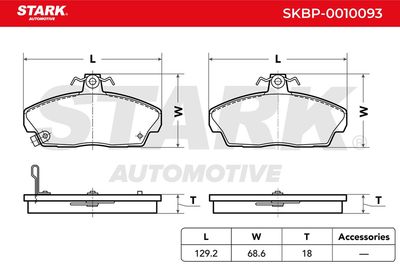 комплект спирачно феродо, дискови спирачки STARK SKBP-0010093