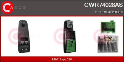 Выключатель, стеклолодъемник CASCO CWR74028AS для CITROËN JUMPER