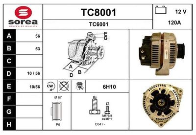 GENERATOR / ALTERNATOR SNRA TC8001