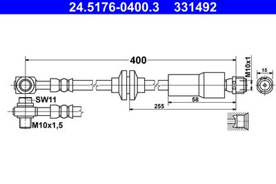 ATE 24.5176-0400.3 Тормозной шланг  для OPEL AMPERA (Опель Ампера)