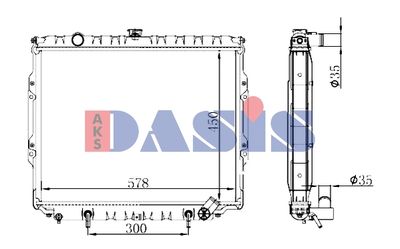 Радиатор, охлаждение двигателя AKS DASIS 510196N для HYUNDAI GALLOPER
