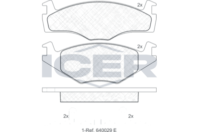 комплект спирачно феродо, дискови спирачки ICER 181048