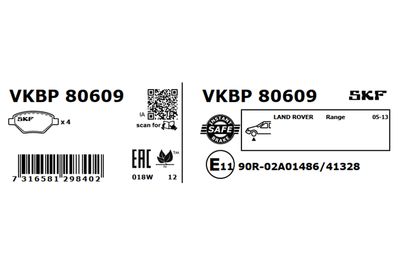 Комплект тормозных колодок, дисковый тормоз VKBP 80609