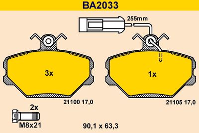 BA2033 BARUM Комплект тормозных колодок, дисковый тормоз