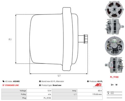 GENERATOR / ALTERNATOR AS-PL A9248S 4