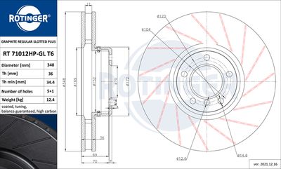 спирачен диск ROTINGER RT 71012HP-GL T6