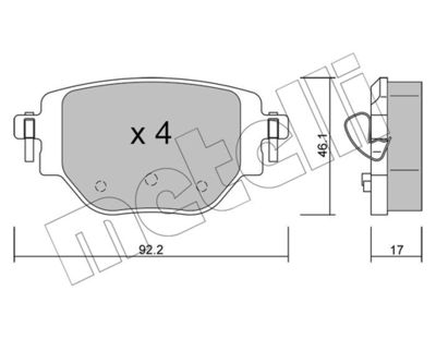Комплект тормозных колодок, дисковый тормоз METELLI 22-1246-0 для CITROËN C-ELYSEE