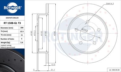 Tarcza hamulcowa ROTINGER RT 1508-GL T3