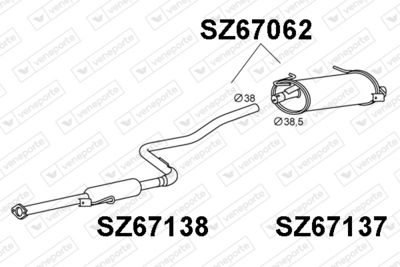 Глушитель выхлопных газов конечный VENEPORTE SZ67062 для SUZUKI SWIFT