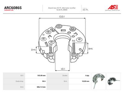 Usmerňovač alternátora AS-PL ARC6086S