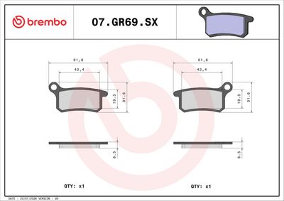Brzdové destičky BREMBO 07GR69SX