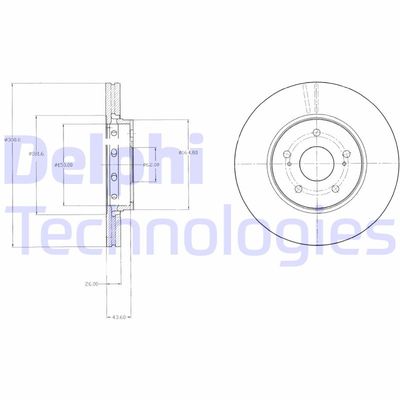 Тормозной диск DELPHI BG4342 для SUZUKI KIZASHI