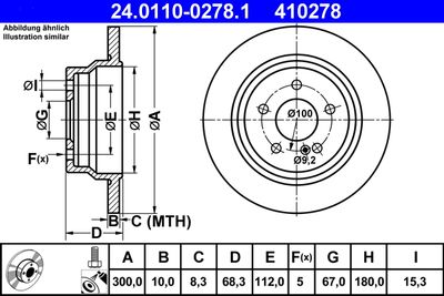Тормозной диск ATE 24.0110-0278.1 для MERCEDES-BENZ CLS