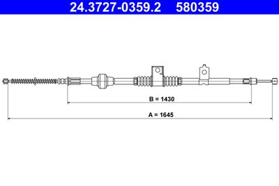 Тросик, cтояночный тормоз ATE 24.3727-0359.2 для MITSUBISHI ASX