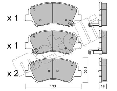 Комплект тормозных колодок, дисковый тормоз METELLI 22-0943-0 для HYUNDAI SOLARIS