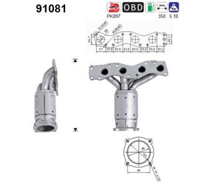 Катализатор AS 91081 для FIAT SEDICI