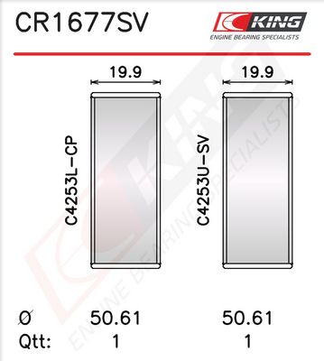 Черупка на биелен лагер KING CR1677SV