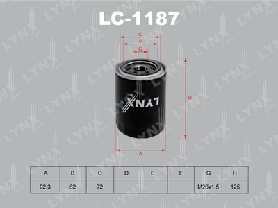 Масляный фильтр LYNXauto LC-1187 для HYUNDAI H350