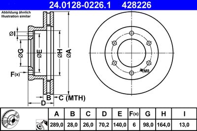 Тормозной диск ATE 24.0128-0226.1 для MAZDA BT-50