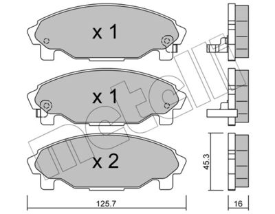 Комплект тормозных колодок, дисковый тормоз METELLI 22-0379-0 для DAIHATSU GRAN