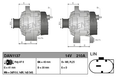 GENERATOR / ALTERNATOR DENSO DAN1137 2