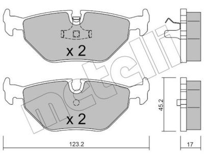 комплект спирачно феродо, дискови спирачки METELLI 22-0180-0