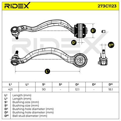 носач, окачване на колелата RIDEX 273C1123