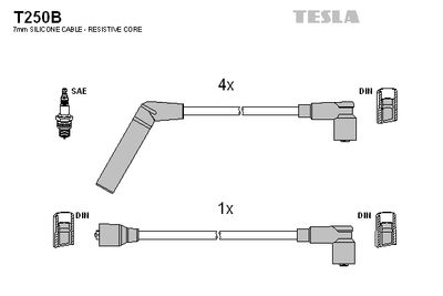 Комплект проводов зажигания TESLA T250B для MITSUBISHI COLT