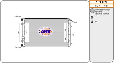Радиатор, охлаждение двигателя AHE 131.069 для VW FOX