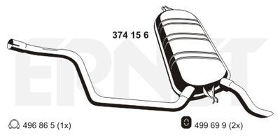 Глушитель выхлопных газов конечный ERNST 374156 для MERCEDES-BENZ 124