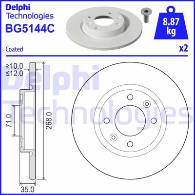 DELPHI BG5144C Тормозные диски для OPEL (Опель Моkkа)