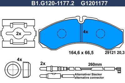 Комплект тормозных колодок, дисковый тормоз GALFER B1.G120-1177.2 для RENAULT MASCOTT
