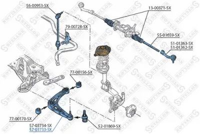 носач, окачване на колелата STELLOX 57-03733-SX