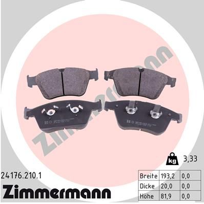 Комплект тормозных колодок, дисковый тормоз ZIMMERMANN 24176.210.1 для MERCEDES-BENZ R-CLASS