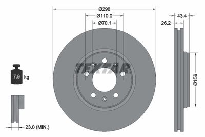 Тормозной диск TEXTAR 92270605 для OPEL GT