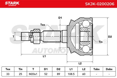 каре комплект, полуоска STARK SKJK-0200206