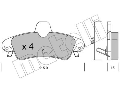 METELLI 22-0143-1 Тормозные колодки и сигнализаторы  для FORD MONDEO II седан (BFP) 1.8 TD