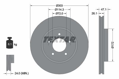 TEXTAR 92197703 Тормозные диски  для MAZDA TRIBUTE (Мазда Трибуте)