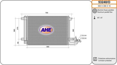 AHE 53240/O Радиатор кондиционера  для AUDI A3 (Ауди А3)