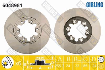 Тормозной диск GIRLING 6048981 для MAZDA BT-50
