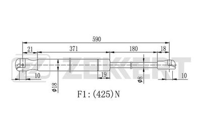 Газовая пружина, крышка багажник ZEKKERT GF-2338 для NISSAN NOTE