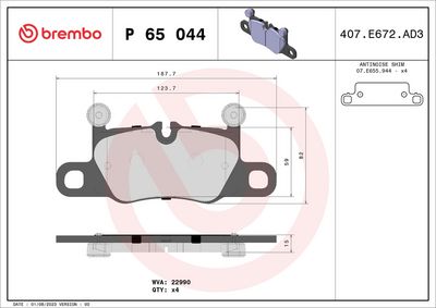 Brake Pad Set, disc brake P 65 044