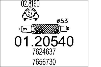 MTS 01.20540 Гофра глушителя  для FIAT TIPO (Фиат Типо)