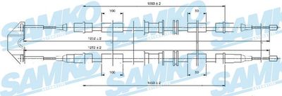 Тросик, cтояночный тормоз SAMKO C0542B для CHEVROLET CORSA