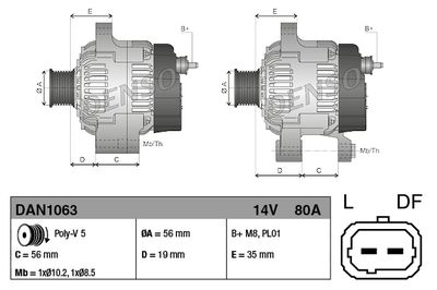 GENERATOR / ALTERNATOR DENSO DAN1063 3