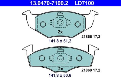 Комплект тормозных колодок, дисковый тормоз ATE 13.0470-7100.2 для VW LUPO
