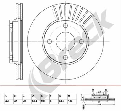 BRECK BR 319 VA100 Тормозные диски  для FORD FUSION (Форд Фусион)